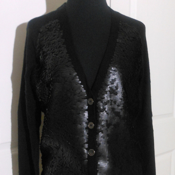 MADEWELL Black Sequin Cardigan Sweater NWT $135 - Picture 3 of 8